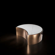 Bottini Brushed Rose Gold Round Coffee Table   My Store White-Medium Coffee Table