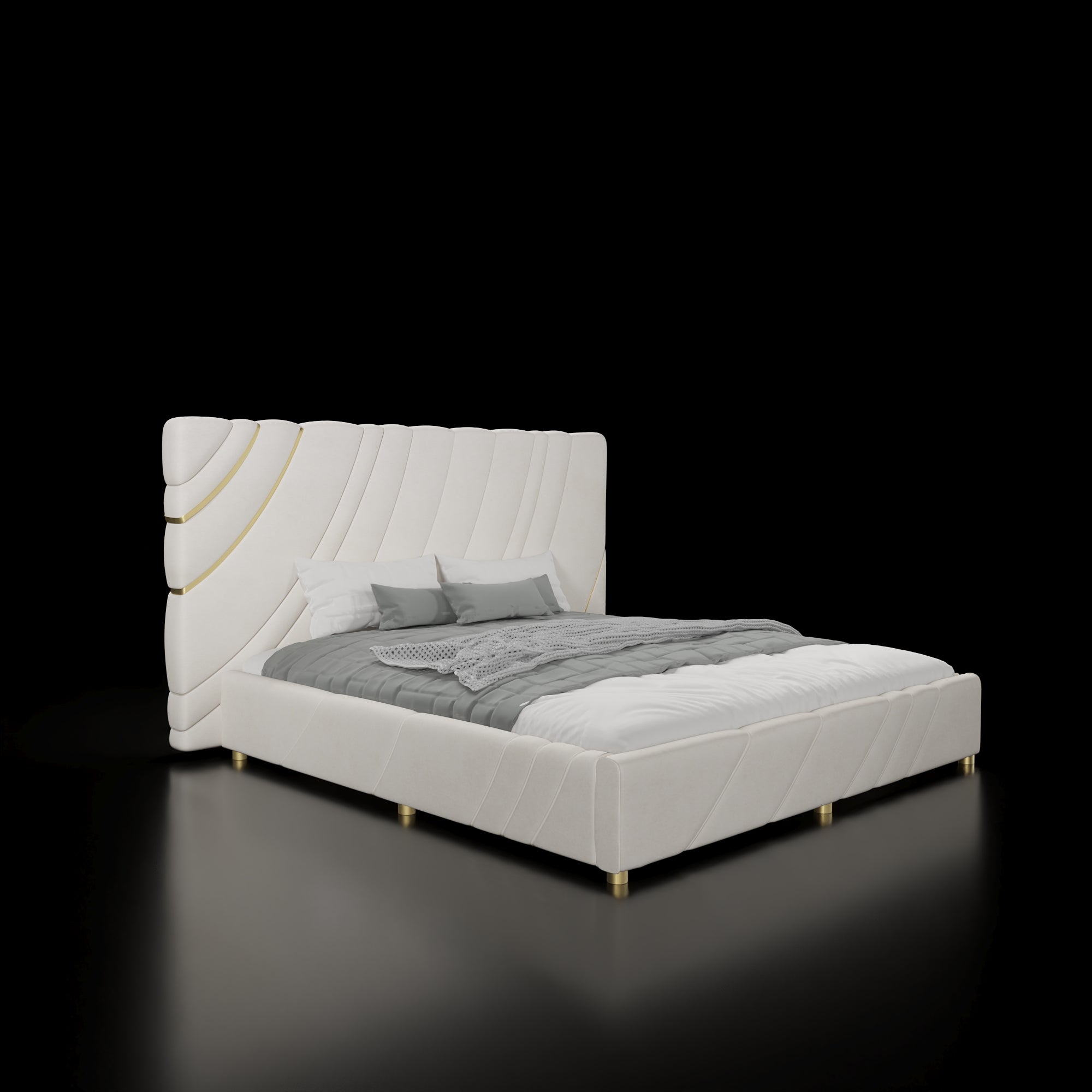 Etienne Beige-Brushed Gold Bed
