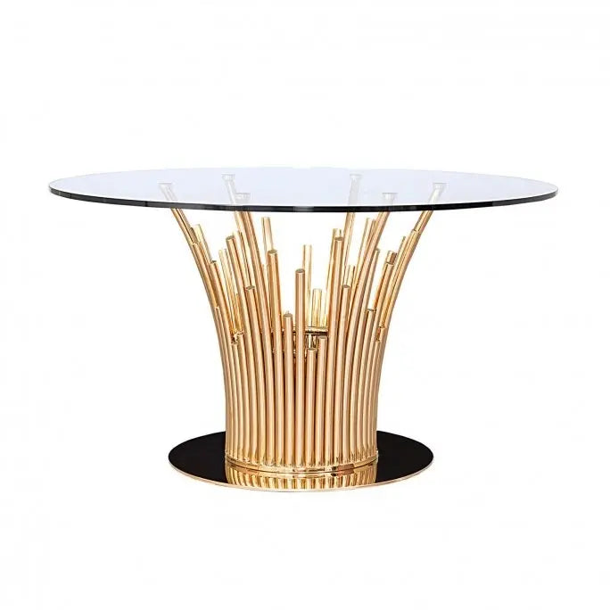 MAURIS LUXURY ROUND GLASS DINING TABLE