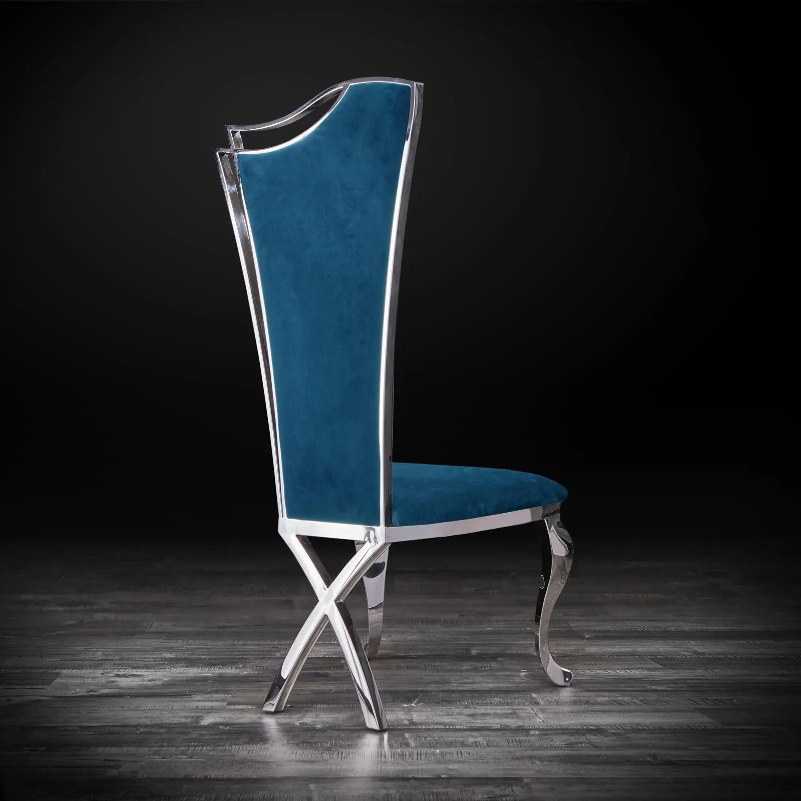 belladonna silver dark blue velvet allamoda dining chair