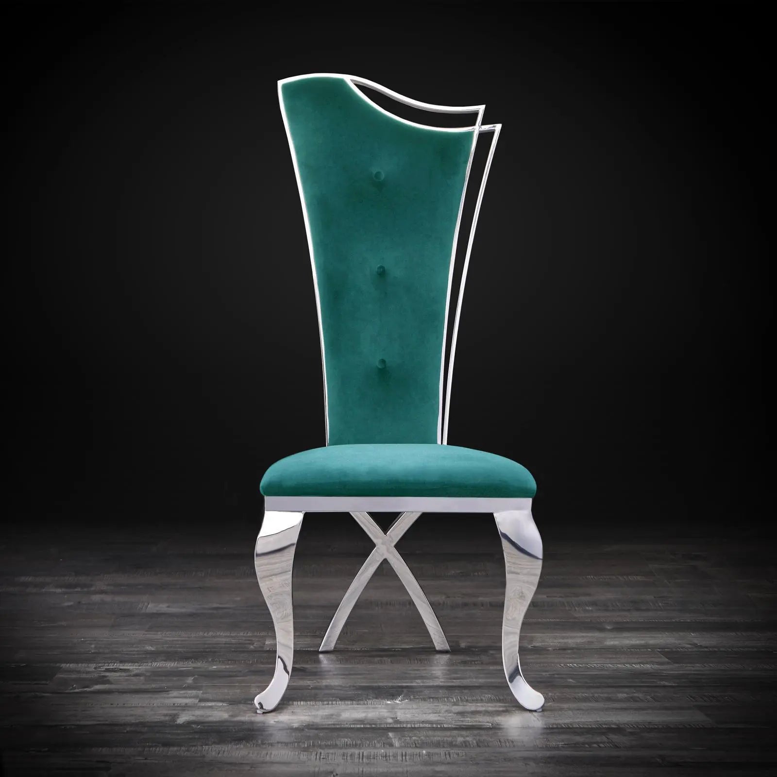 belladonna silver dark green velvet modern dining chair