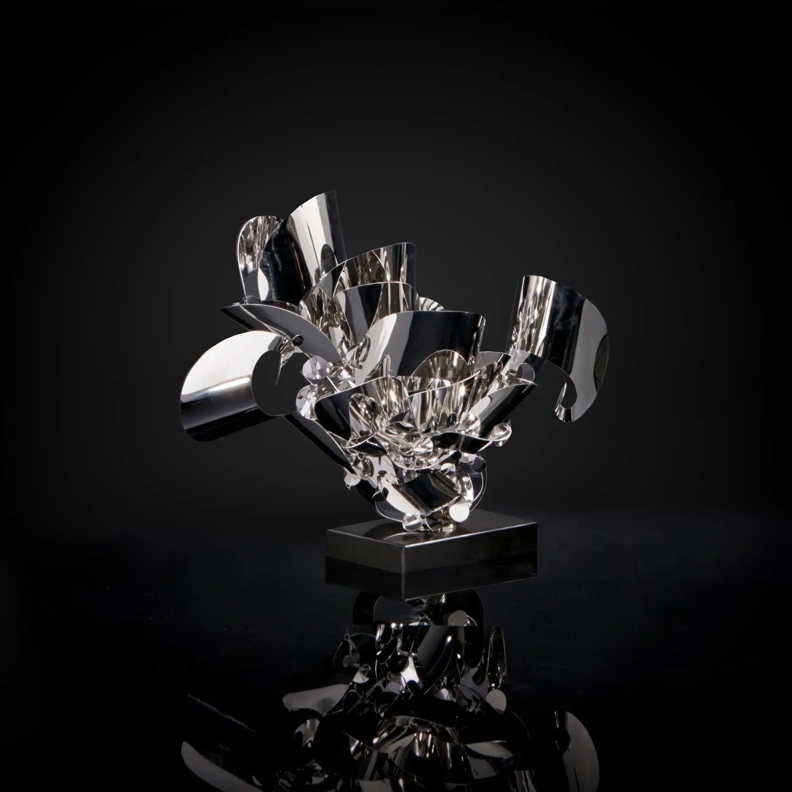 blooming 2 silver modern sculpture