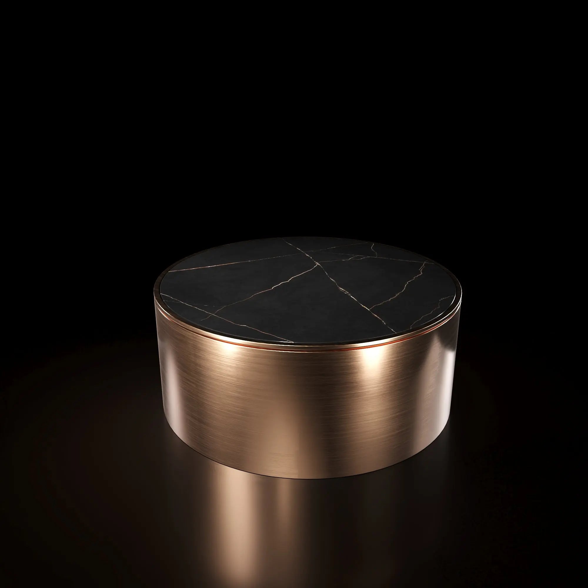 Bottini Brushed Rose Gold Round Coffee Table   My Store Black-Gold-Large Coffee Table