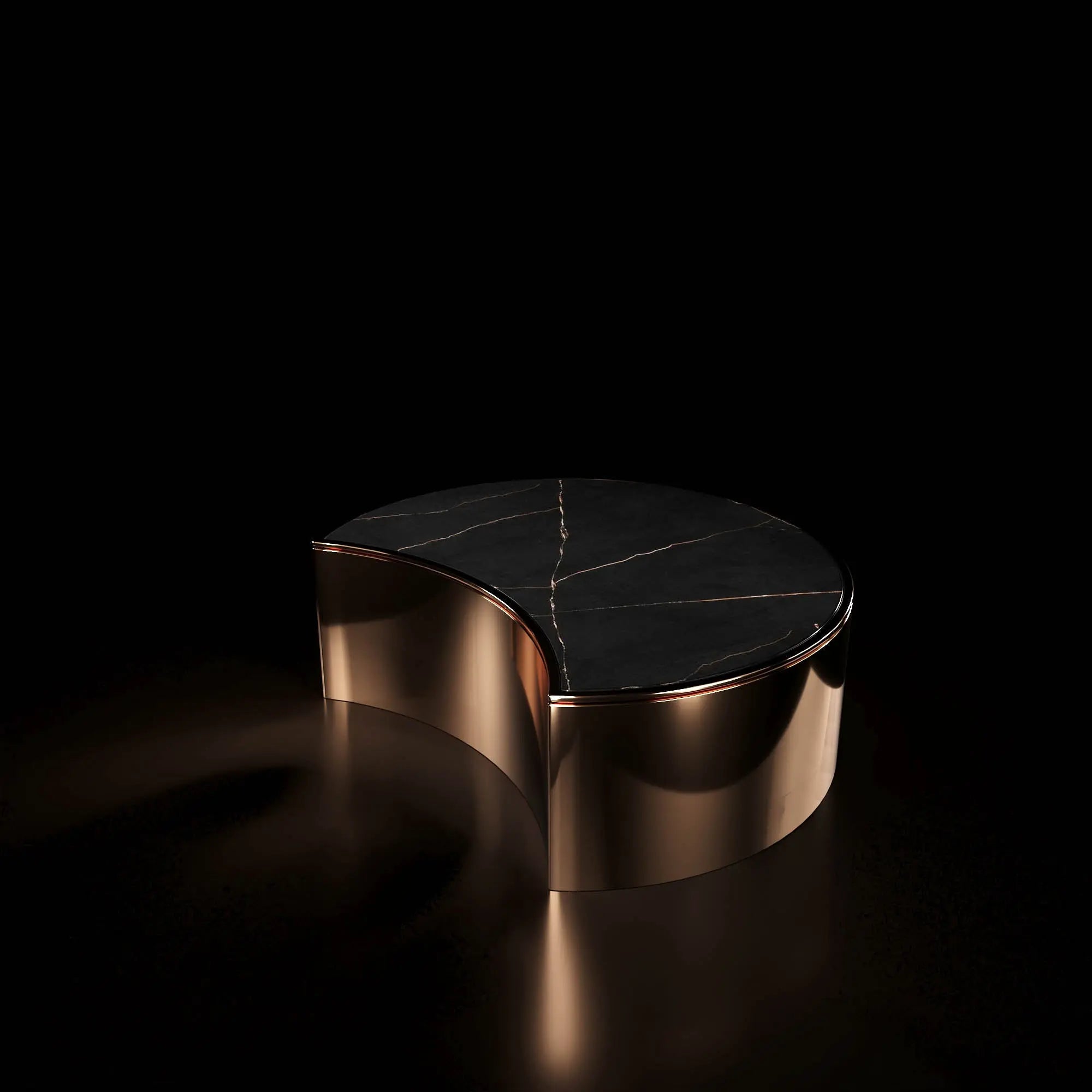 Bottini Rose Gold Round Coffee Table   My Store Black-Gold-Medium Coffee Table