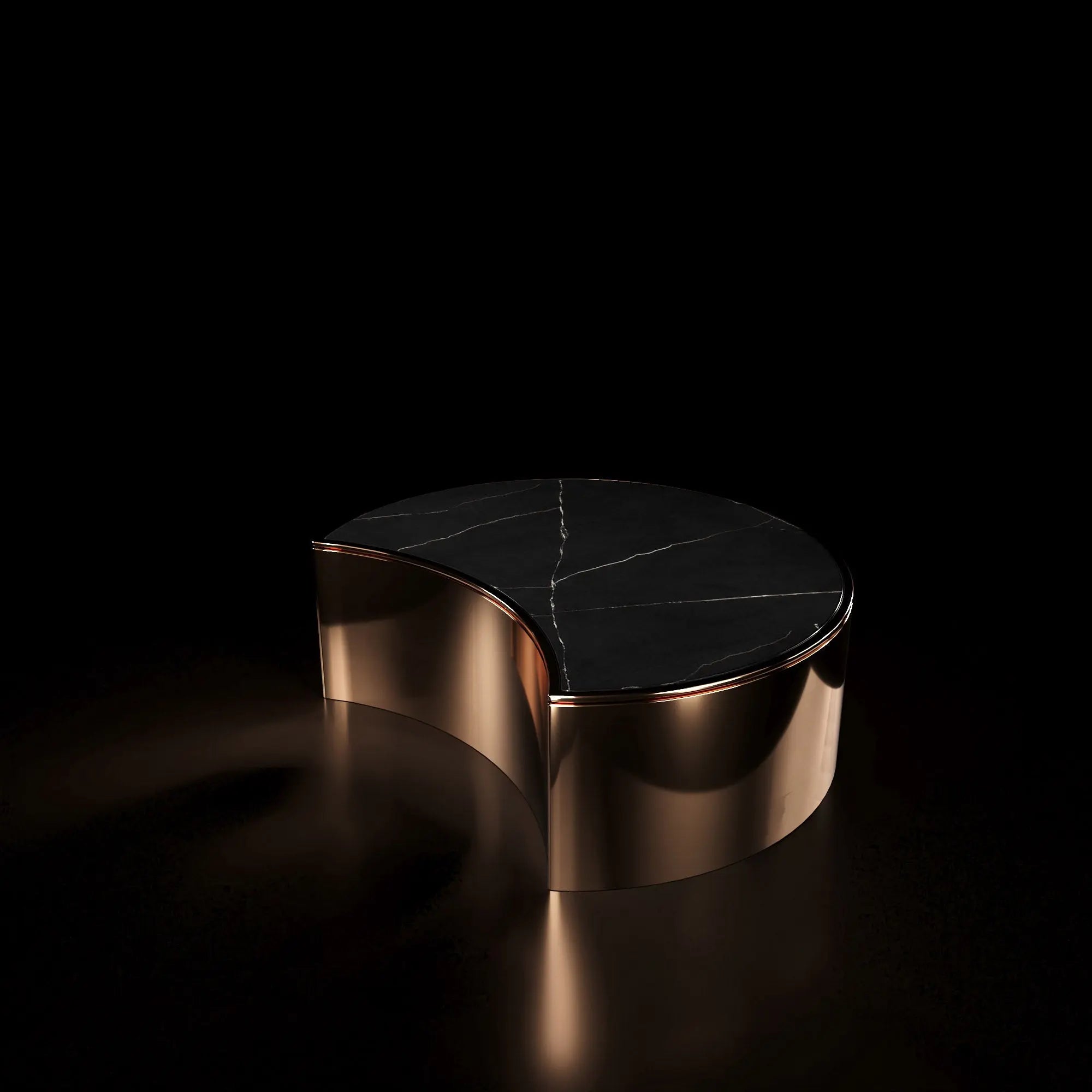 Bottini Rose Gold Round Coffee Table   My Store Black-Medium Coffee Table