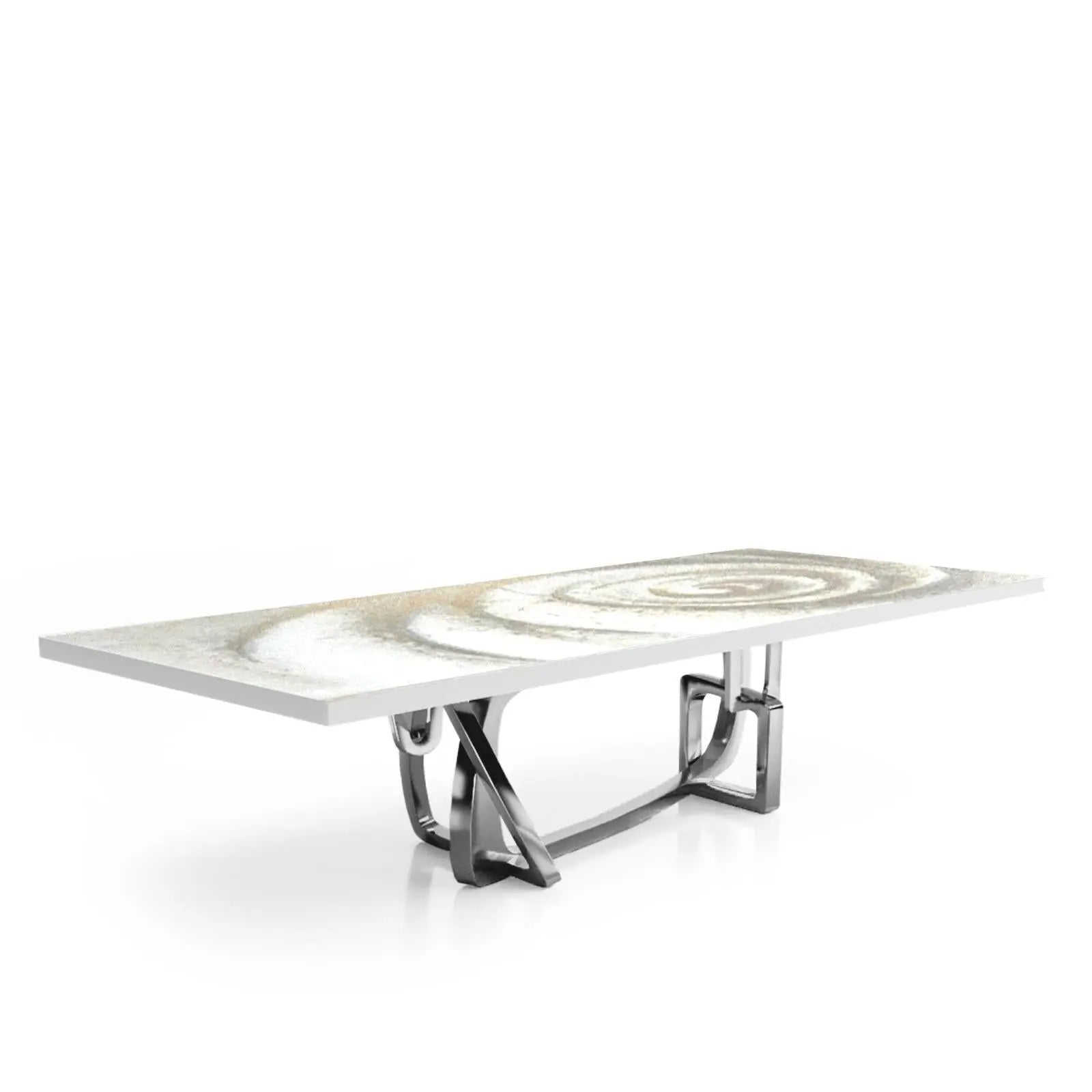Flow Silver White Fiore Top Large Dining Table