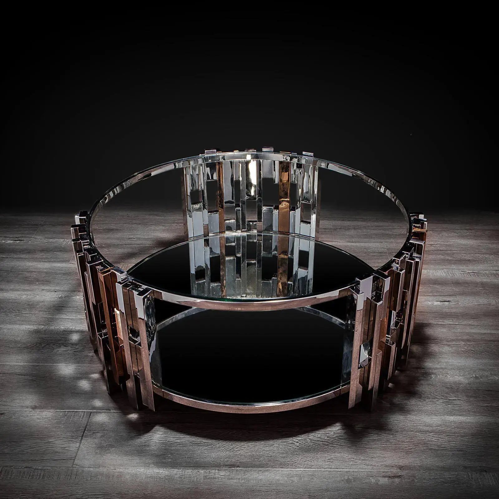 illusion round silver allamoda coffee table