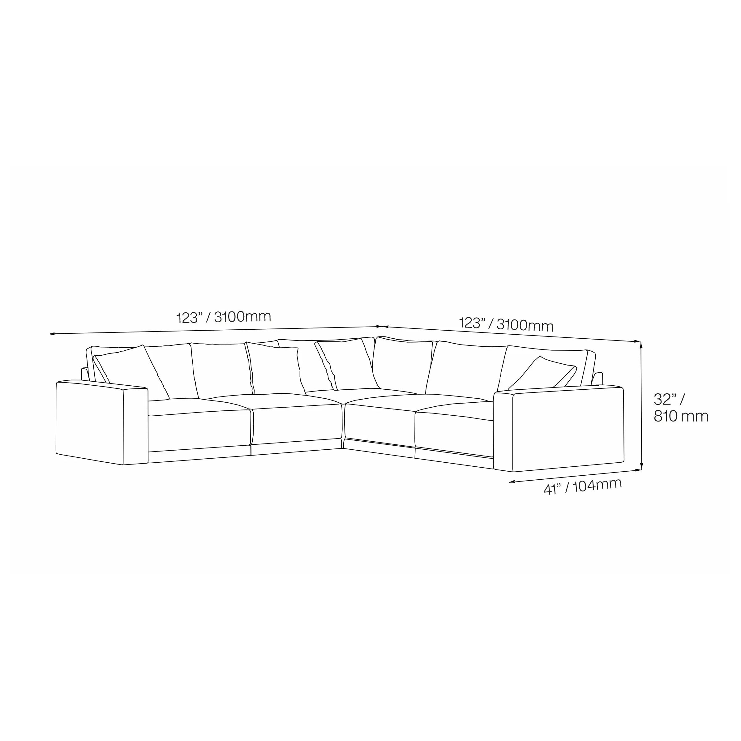 Lugano Five Pieces Sectional - My Store--Sectionals
