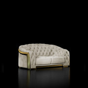 Massimo Lux Brushed Titanium Gold Sofa Set | Beige - My Store-Loveseat-Sofa Set