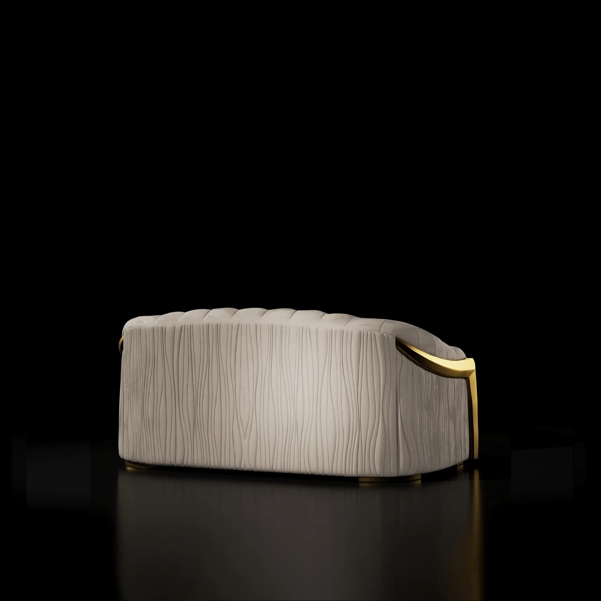 Massimo Lux Brushed Titanium Gold Sofa Set | Beige - My Store--Sofa Set