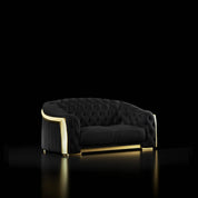 Massimo Lux Brushed Titanium Gold Sofa Set | Black - My Store-Loveseat-Sofa Set