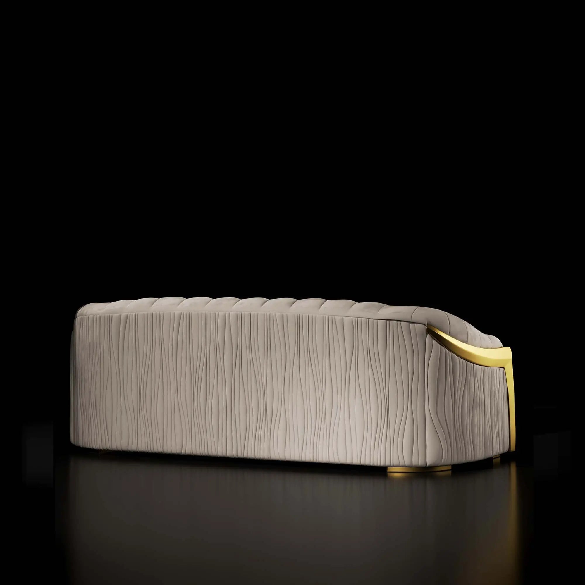 Massimo Lux Brushed Titanium Gold Sofa Set | Beige - My Store--Sofa Set