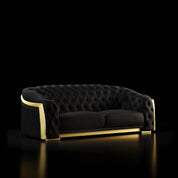 Massimo Lux Brushed Titanium Gold Sofa Set | Black - My Store-Sofa-Sofa Set
