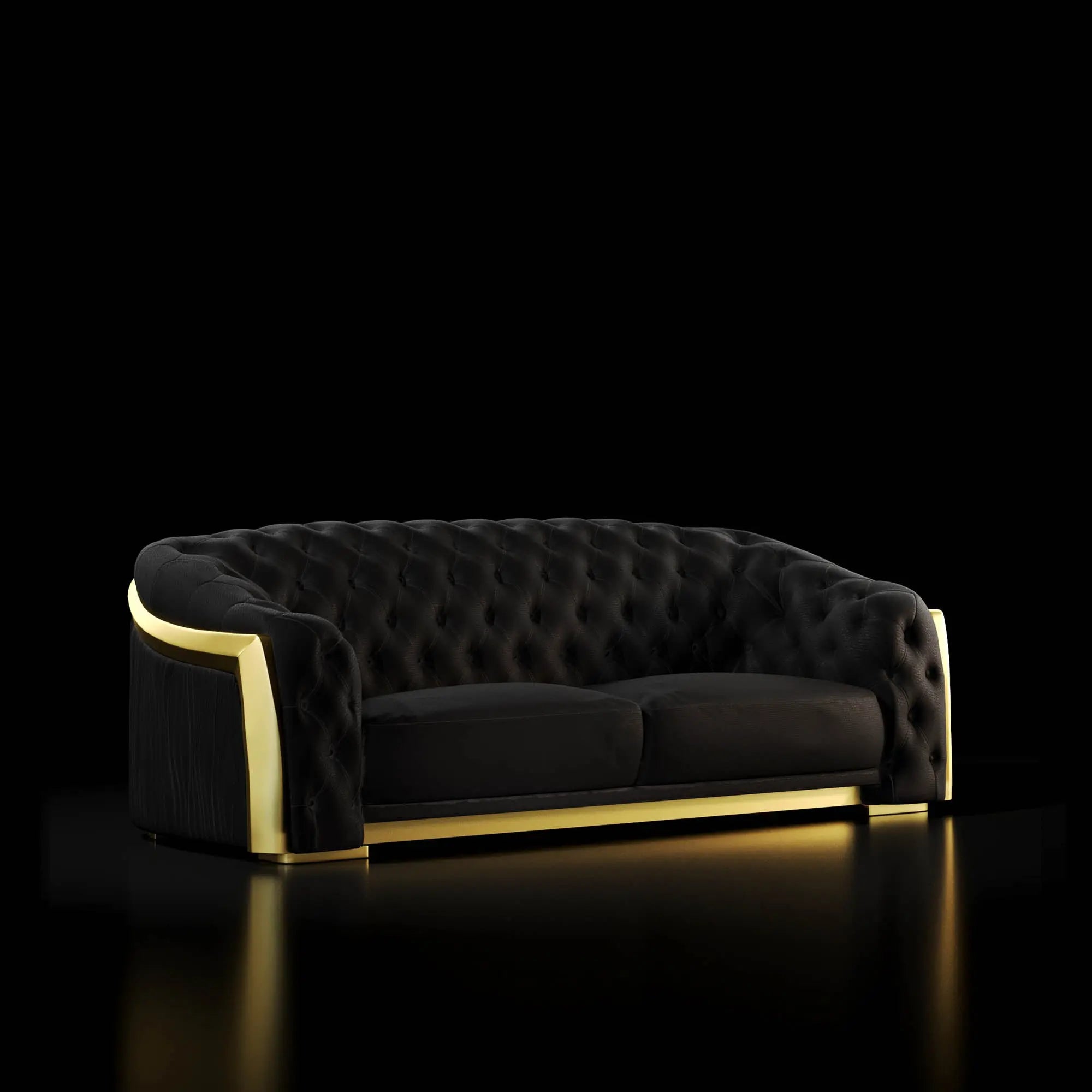 Massimo Lux Brushed Titanium Gold Sofa Set | Black - My Store-Sofa-Sofa Set