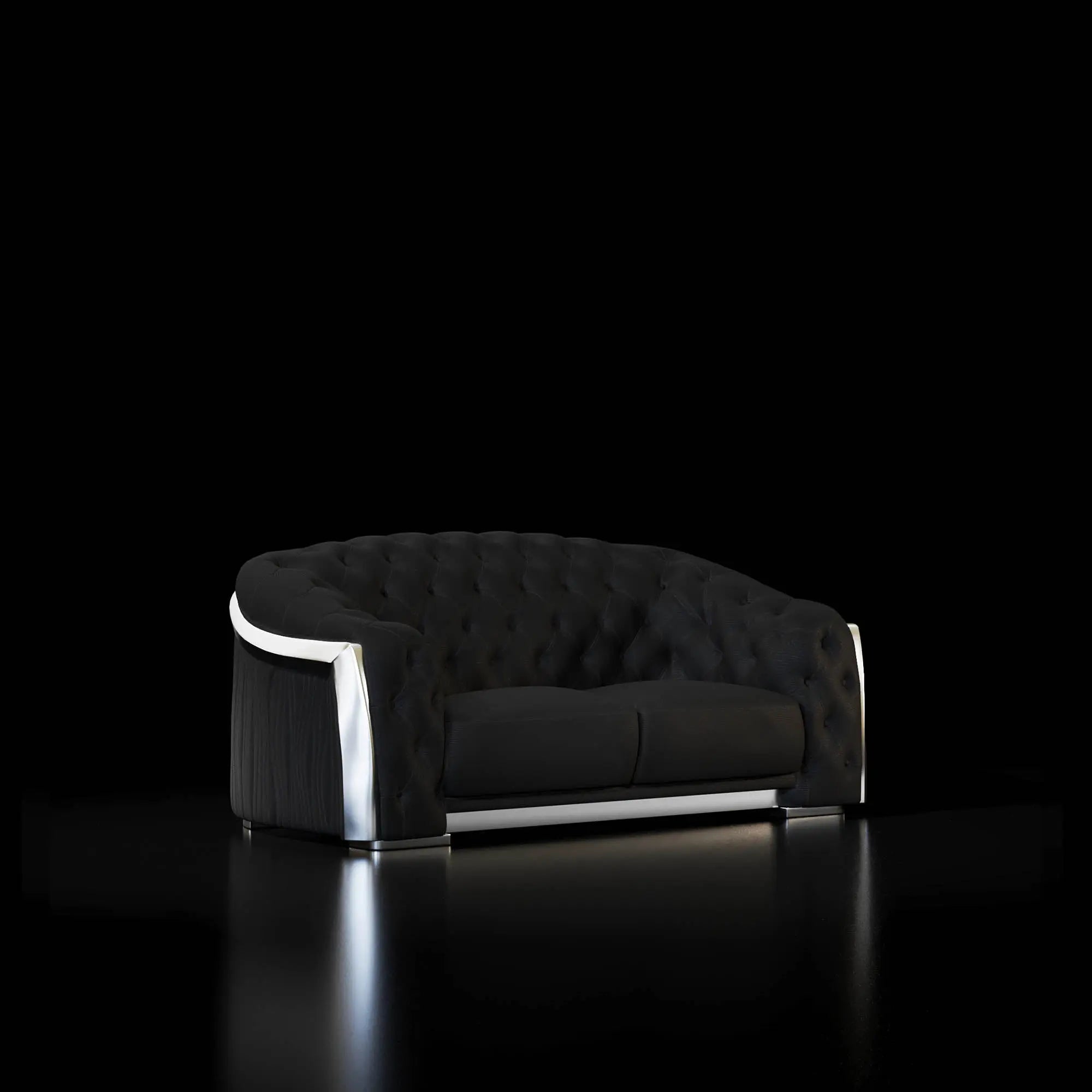 Massimo Lux Silver Sofa Set | Black - My Store-Loveseat-Sofa Set