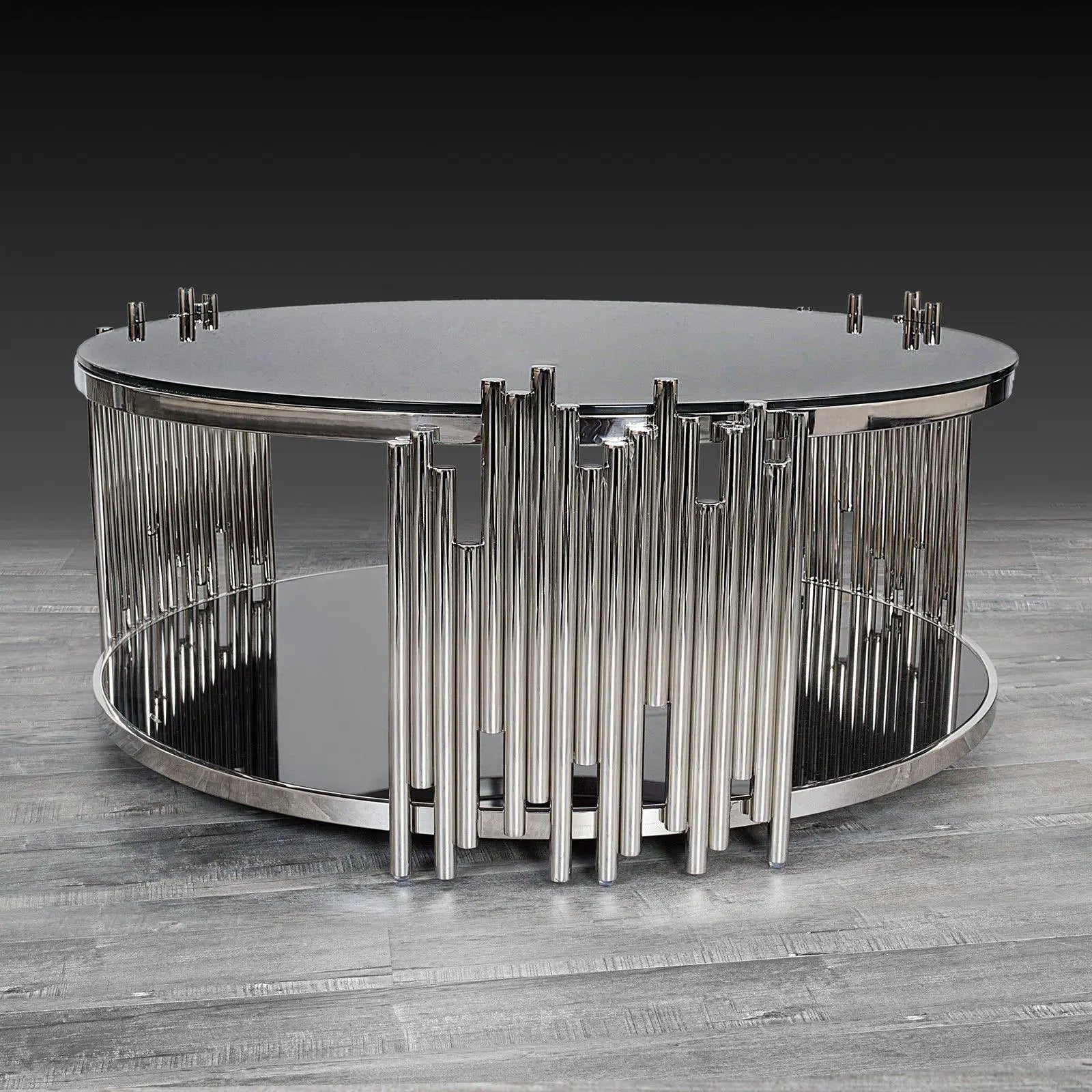 mauris round silver modern coffee table