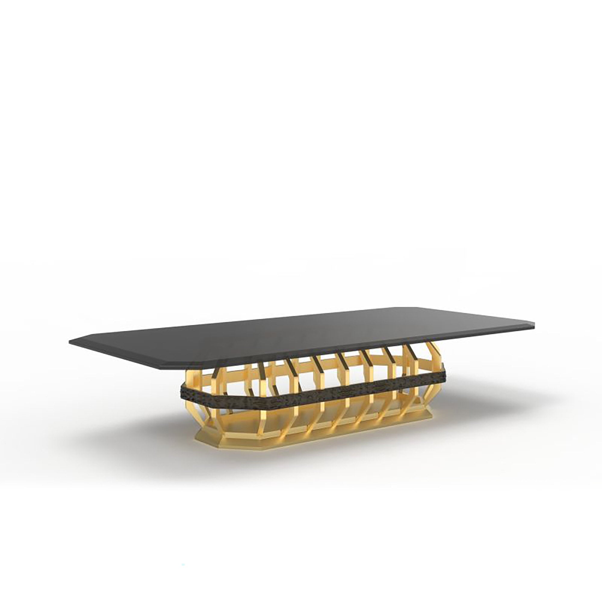 Milano Rectangular Glass Top Coffee Table | Brushed Gold