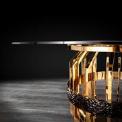 milano round gold glass luxury dining table