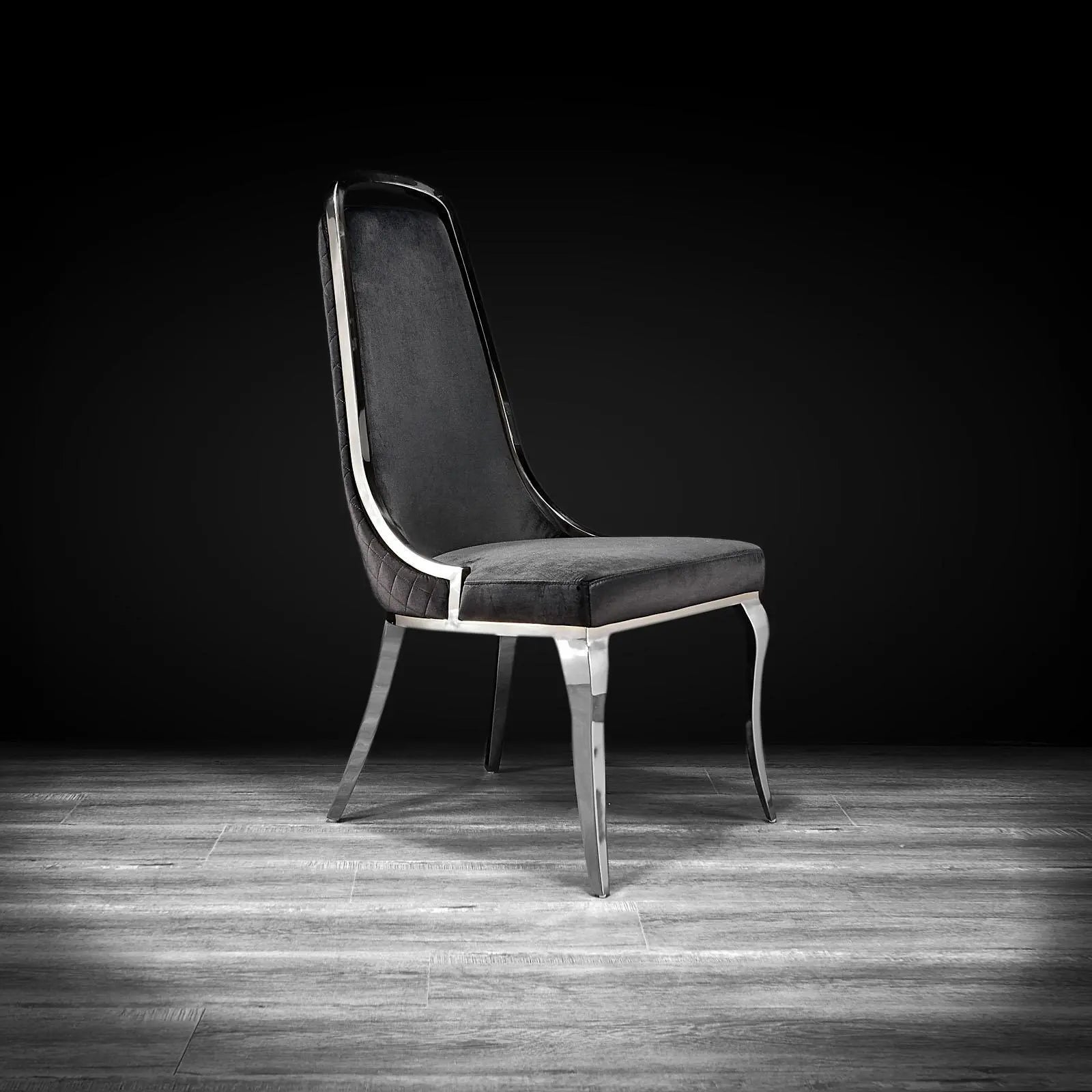 milano silver black stylish dining chair