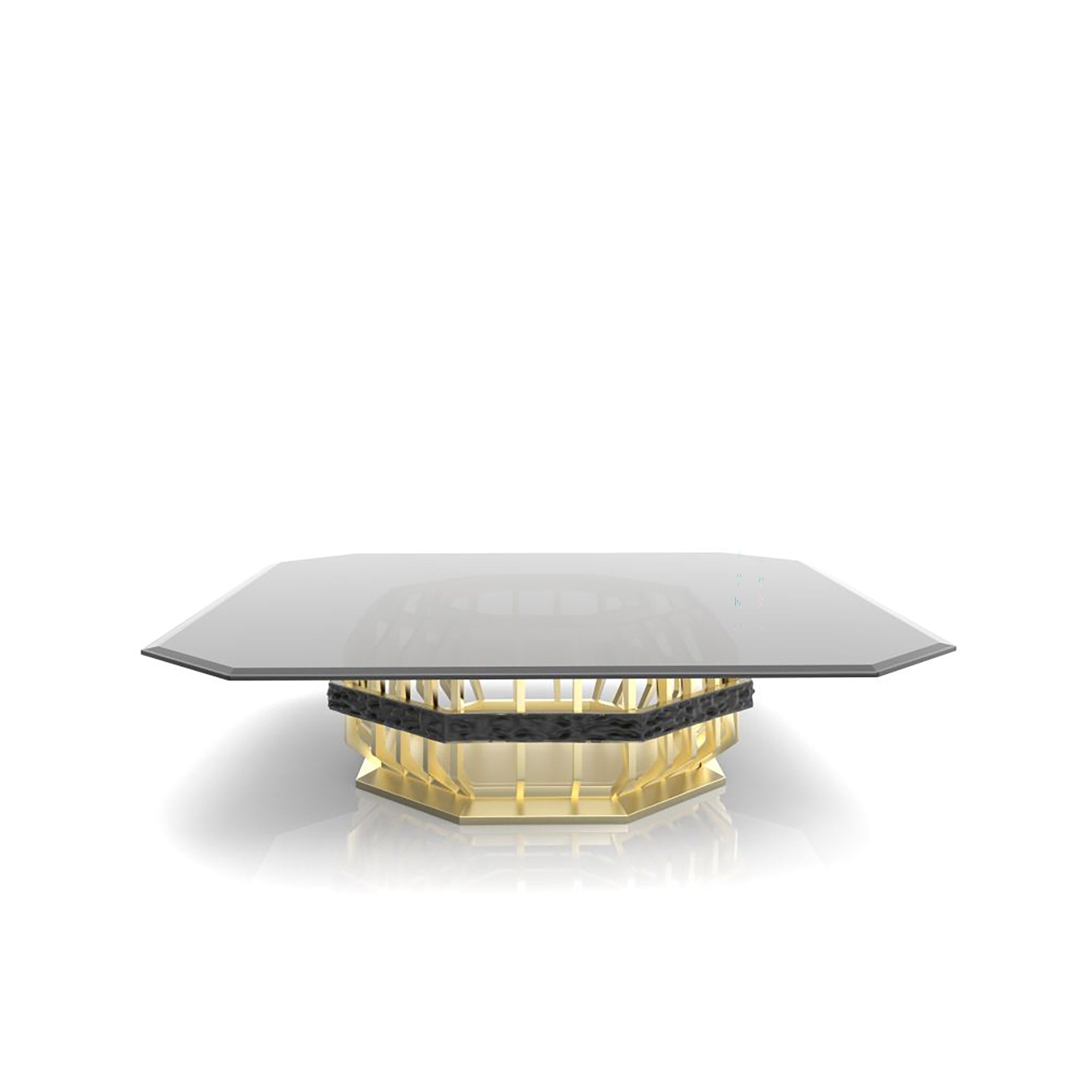 Milano Square Glass Top Coffee Table | Brushed Gold