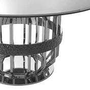 milano ss round glass luxury 7 dining table