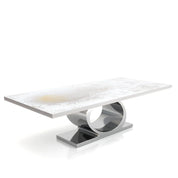 Onyx Silver White Art Top Large Dining Table