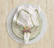 Jardin Napkin in White & Green, Set of 4