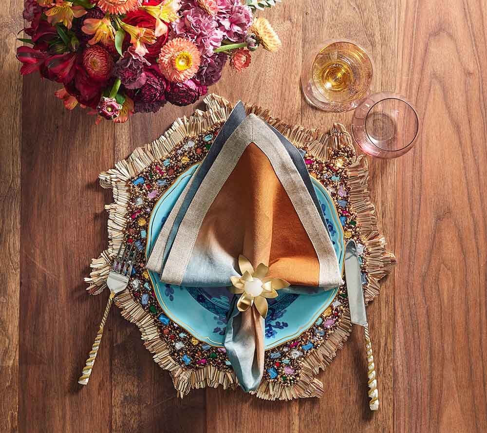 Dip Dye Napkin in Midnight & Copper, Set of 4