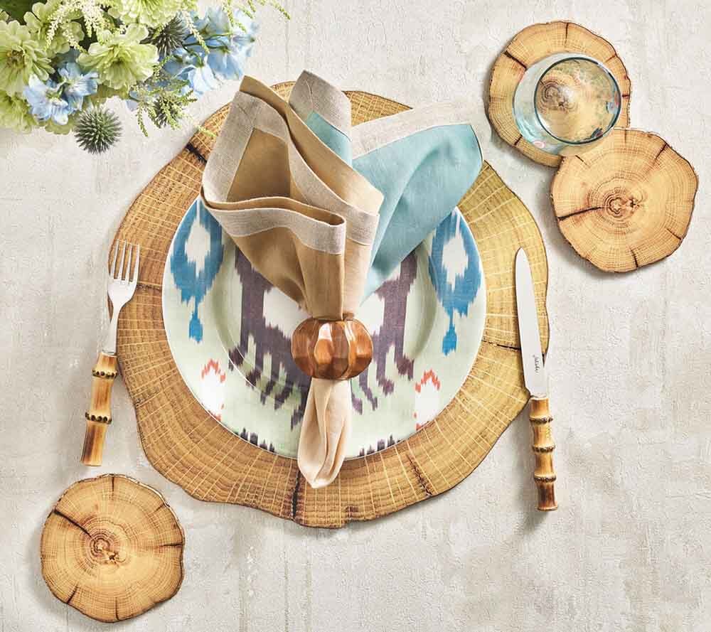 Dip Dye Napkin in Natural & Seafoam, Set of 4