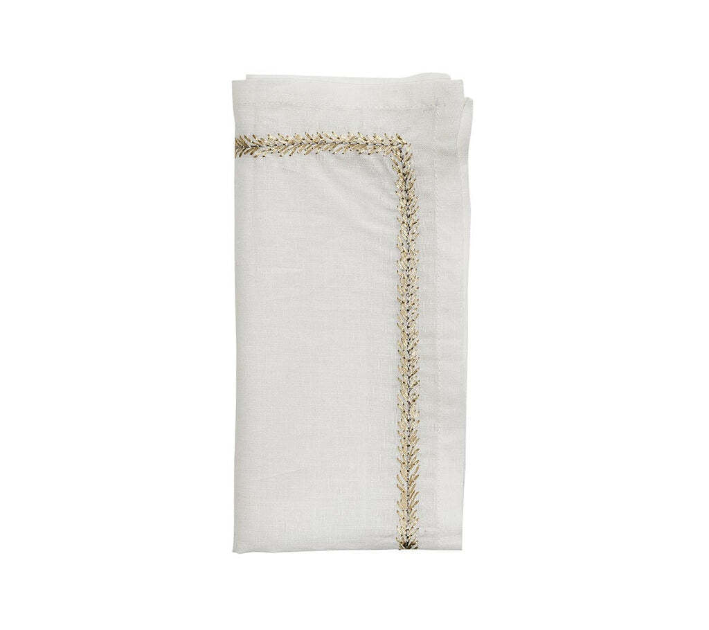 Jardin Napkin in White, Gold & Silver, Set Of 4