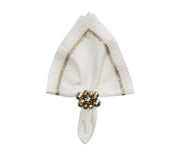 Jardin Napkin in White, Gold & Silver, Set Of 4