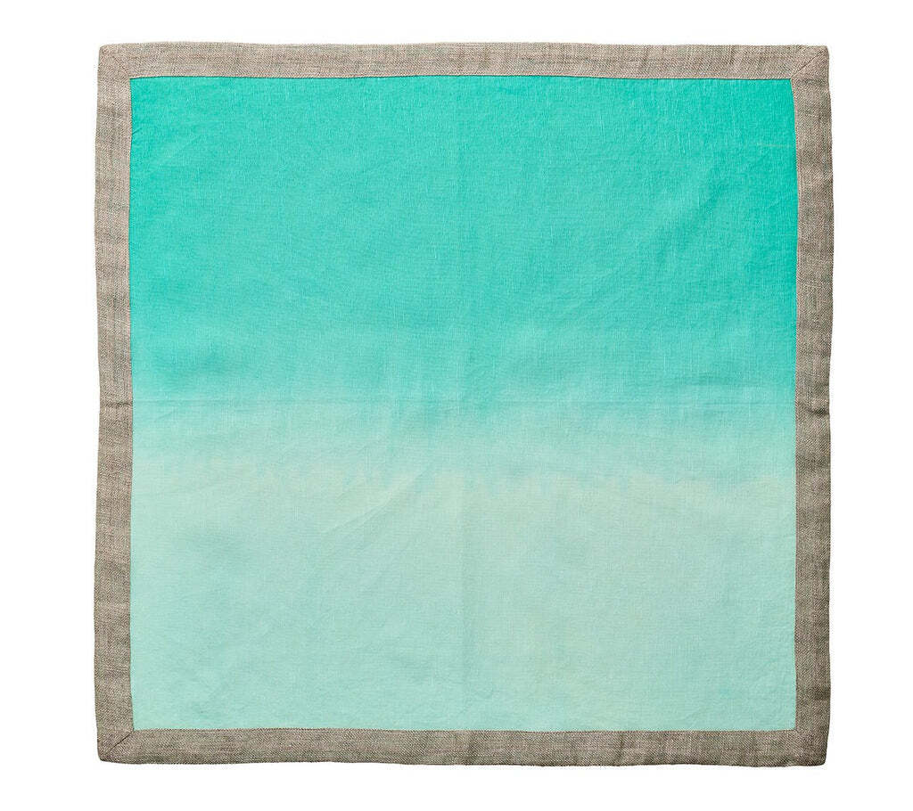 Dip Dye Napkin in Mint & Silver, Set of 4