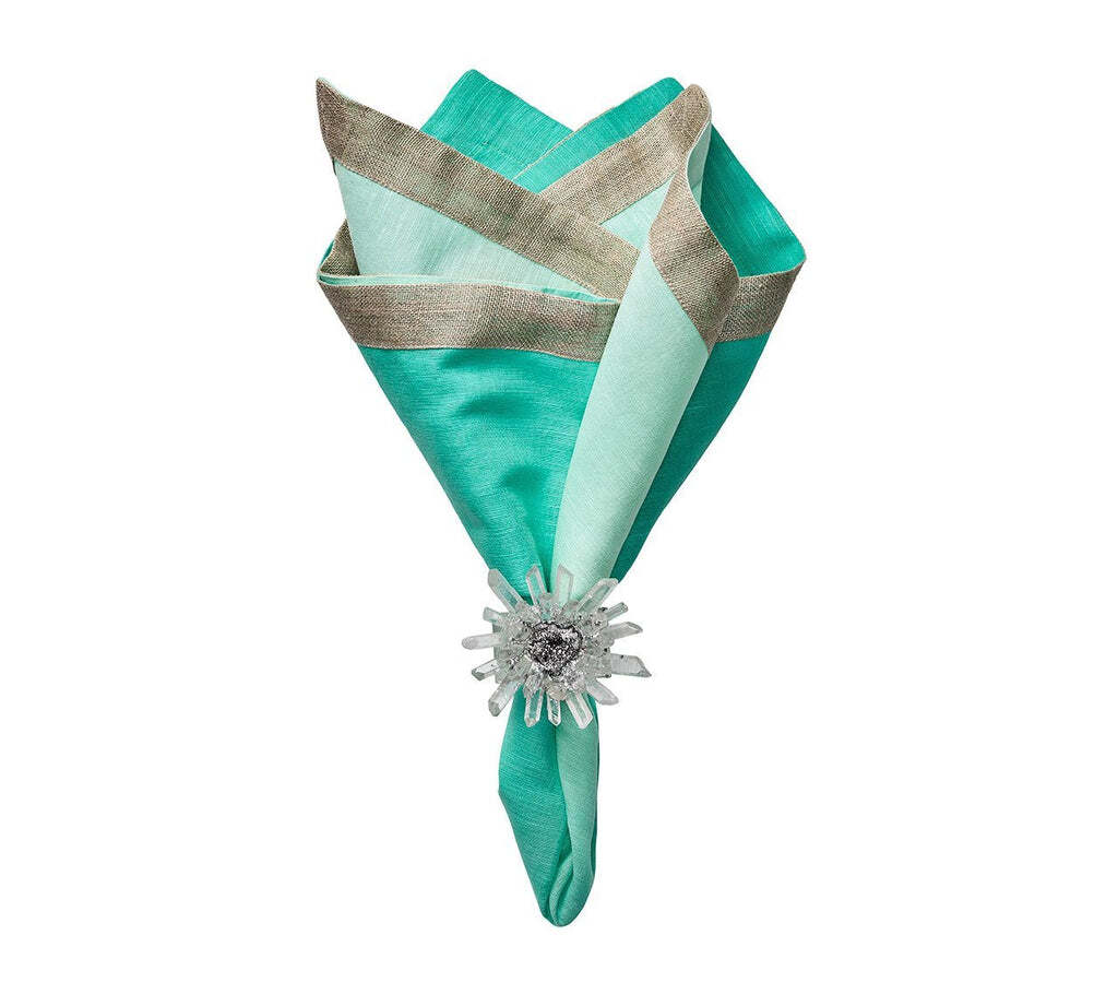 Dip Dye Napkin in Mint & Silver, Set of 4