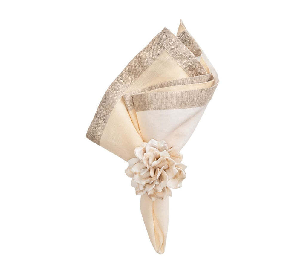 Dip Dye Napkin in White & Beige, Set of 4