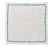 Jardin Napkin in White & Turquoise, Set of 4