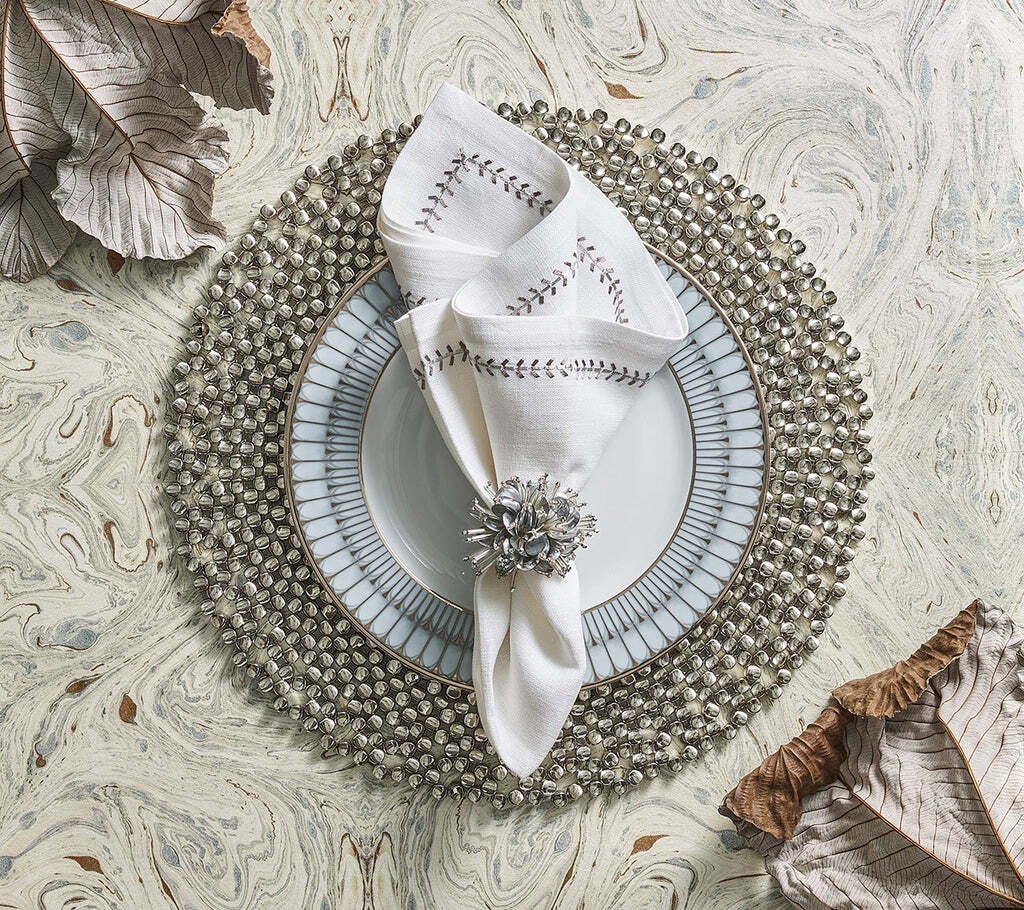 Gilded Channel Placemat in Silver, Set of 4