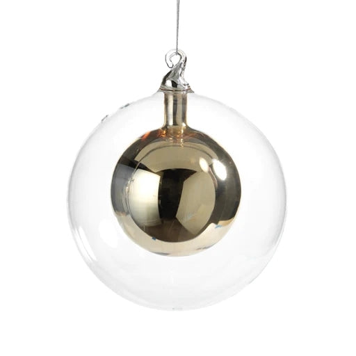 Double Glass Ball Ornament-Gold/Large