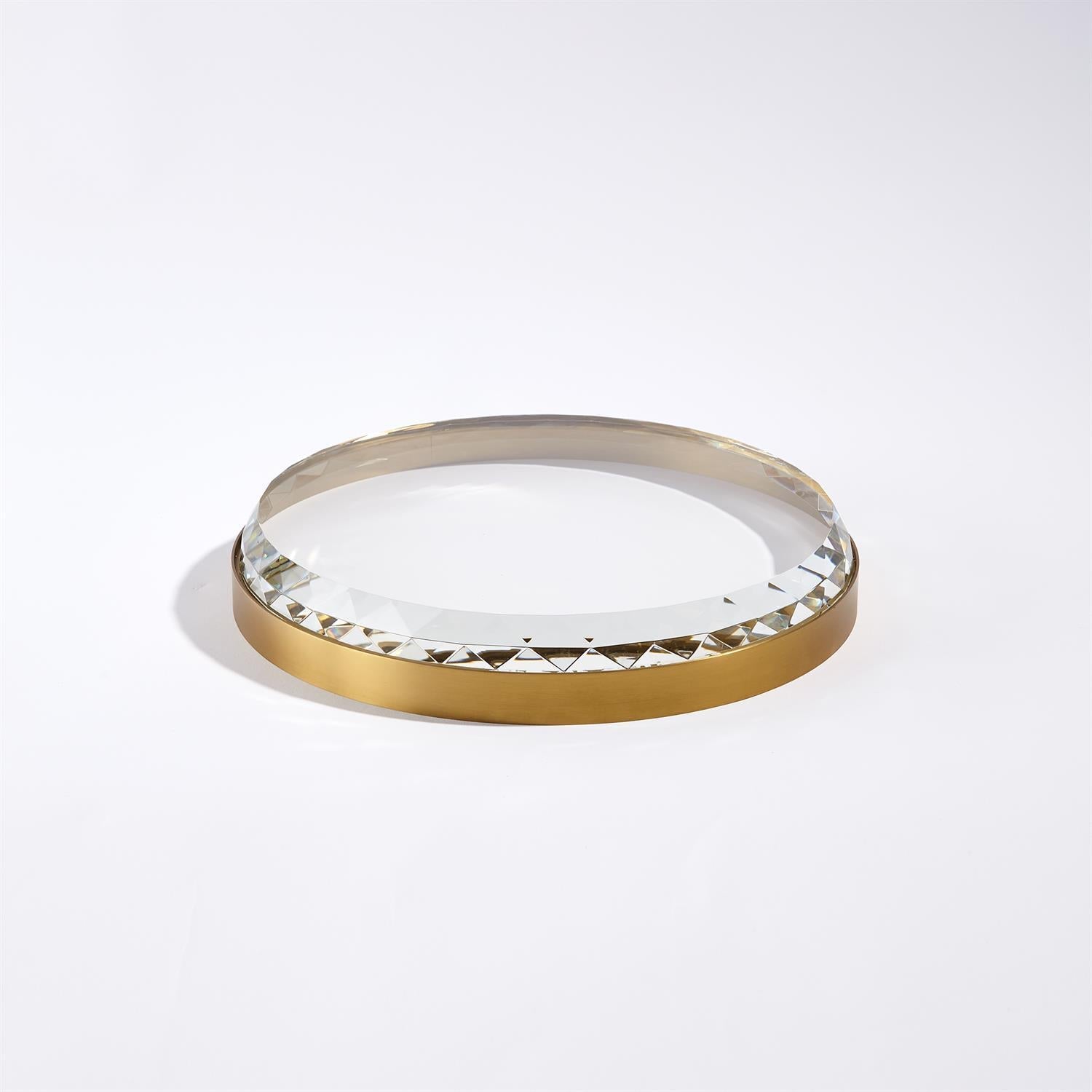 Banded Crystal Tray-Brass