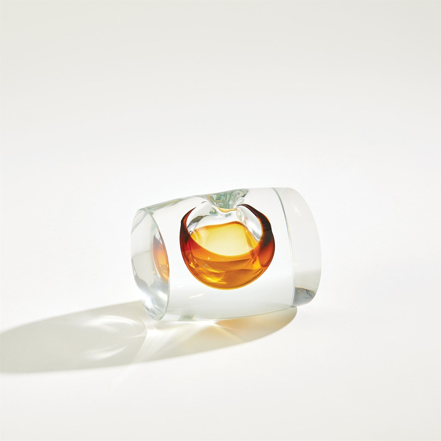 Barrel Vase-Amber/Clear
