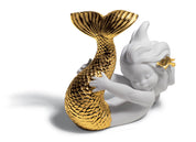 Playing at Sea Mermaid Figurine. Golden Lustre