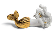Day Dreaming at Sea Mermaid Figurine. Golden Lustre