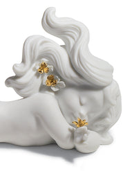 Day Dreaming at Sea Mermaid Figurine. Golden Lustre