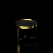 Armani Brushed Champagne Gold & Black Round End Table   My Store  End Table