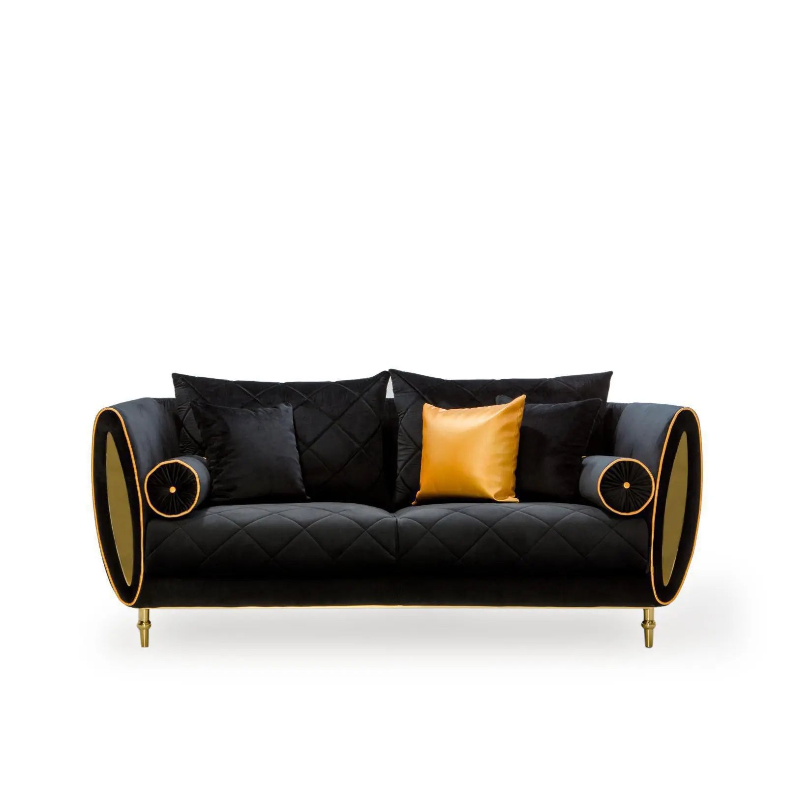 Sofa Set Cerchio Gold Sofa Set | Black AllaModa Furniture