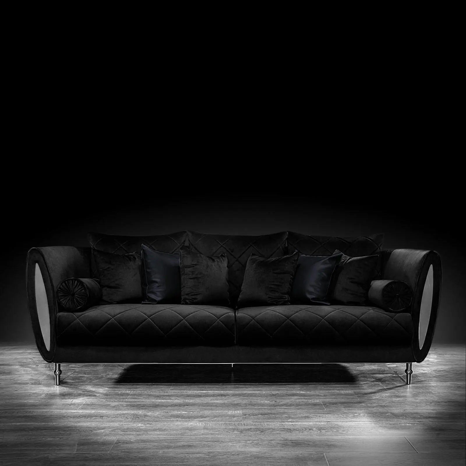 Sofa Set Cerchio Silver Sofa Set | Black AllaModa Furniture