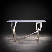 flow silver modern console table