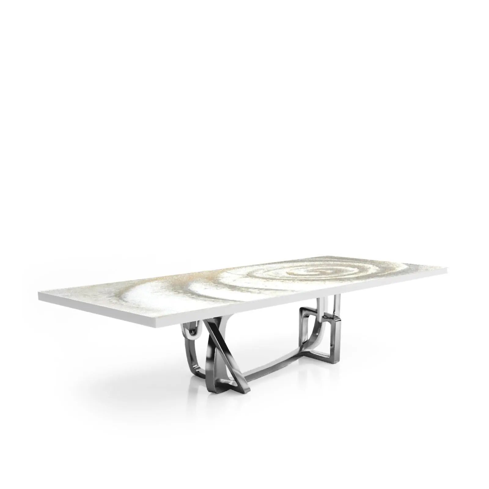 Flow Silver White Fiore Top Small Dining Table