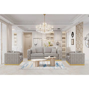 Liam Brushed Gold Sofa Set | Silver Grey   My Store  Sofa Set