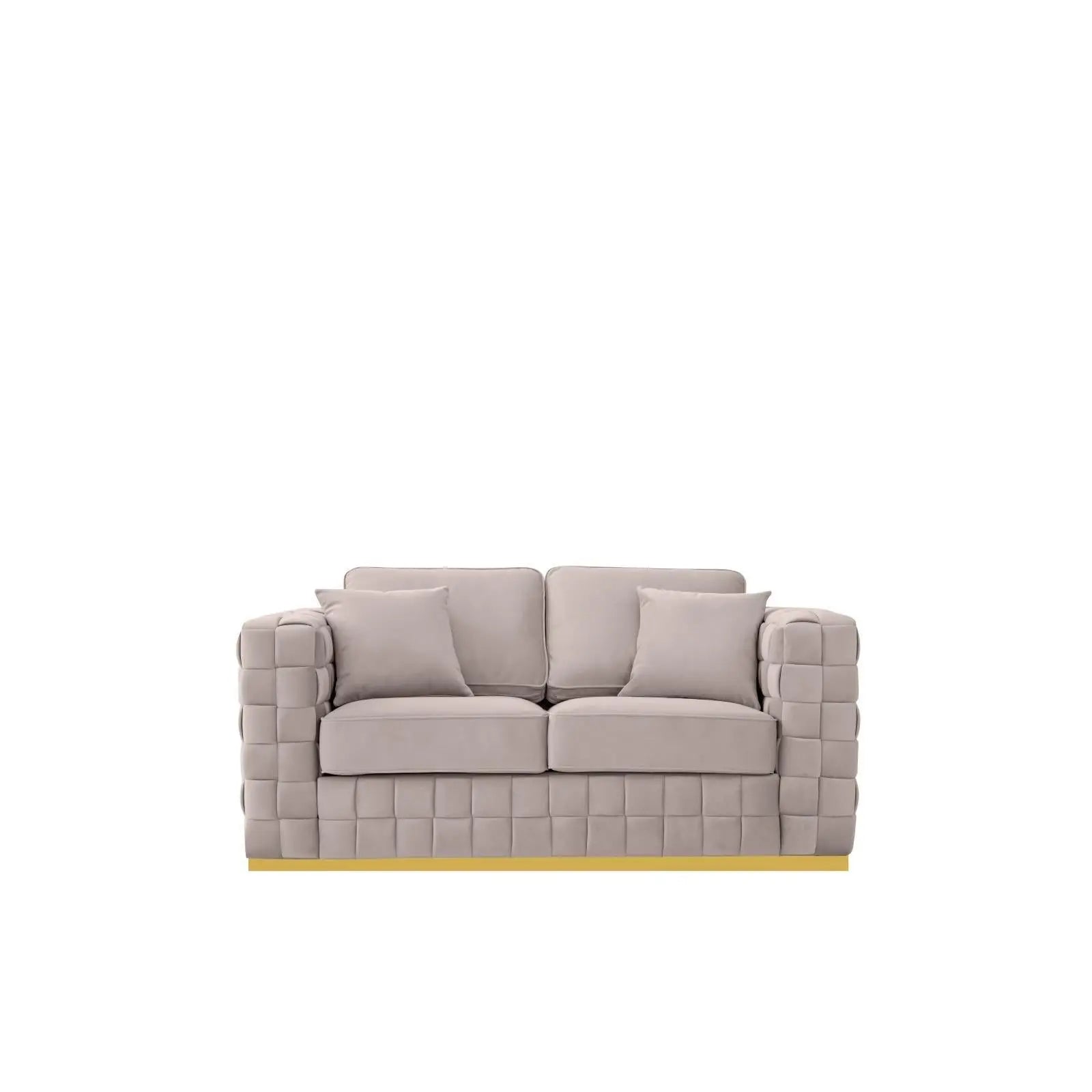 Liam Brushed Gold Sofa Set | Taupe   My Store Loveseat Sofa Set