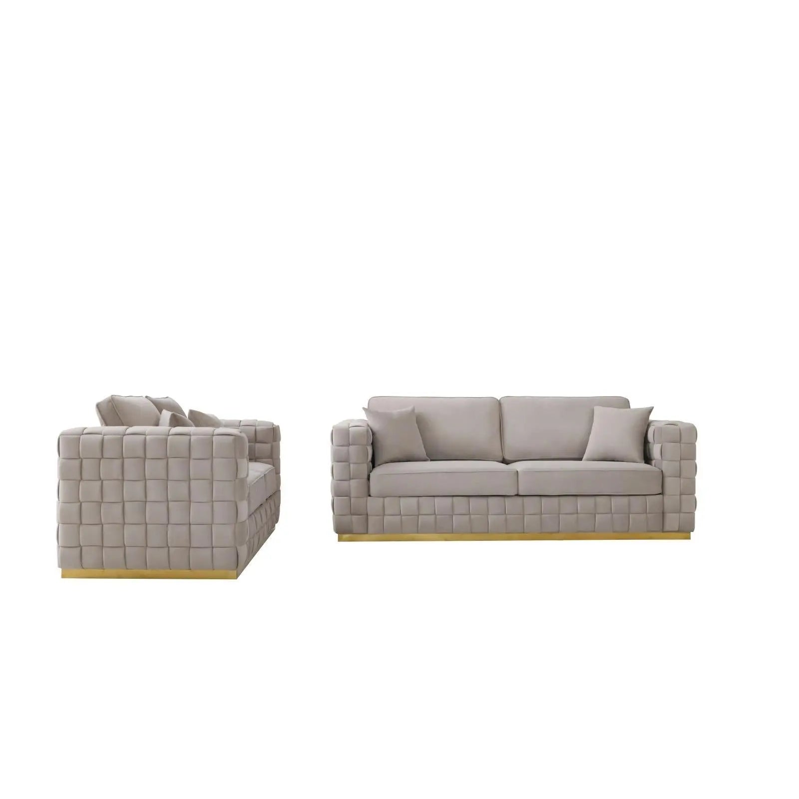 Liam Brushed Gold Sofa Set | Taupe   My Store  Sofa Set